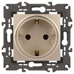 Розетка ЭРА Elegance 14-2101-04 с заземлением 2P+E Schuko 16A-250В IP20 шампань