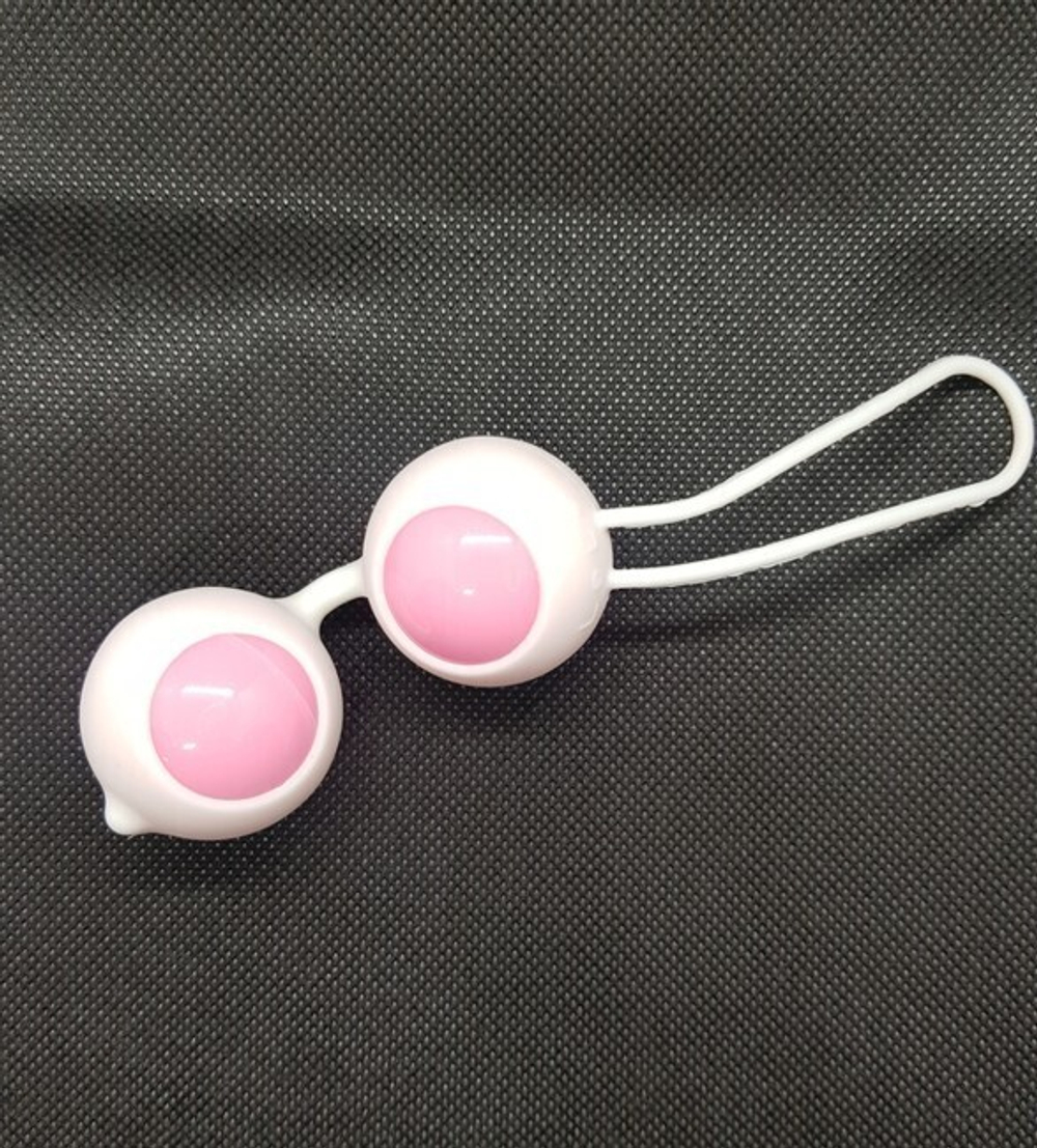 Вагинальные шарики со смещенным центром тяжести в силиконовой оболочке (розовый) (Цвет: розовый с белым)