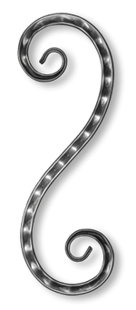 Кованый элемент "Волюта" с декоративной фактурой 225х80 мм.