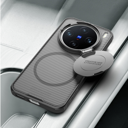 Чехол прозрачный тонированный (Transparent Black) от Nillkin с металлической крышкой и MagSafe на Vivo X200 Pro Mini, серия CamShield Prop Magnetic Case