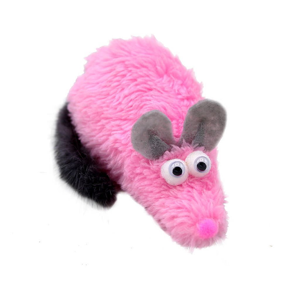 Игрушка для Кошек Мышка L Розовая с хвостом из нат. Норки этикетка кружок sh-07375