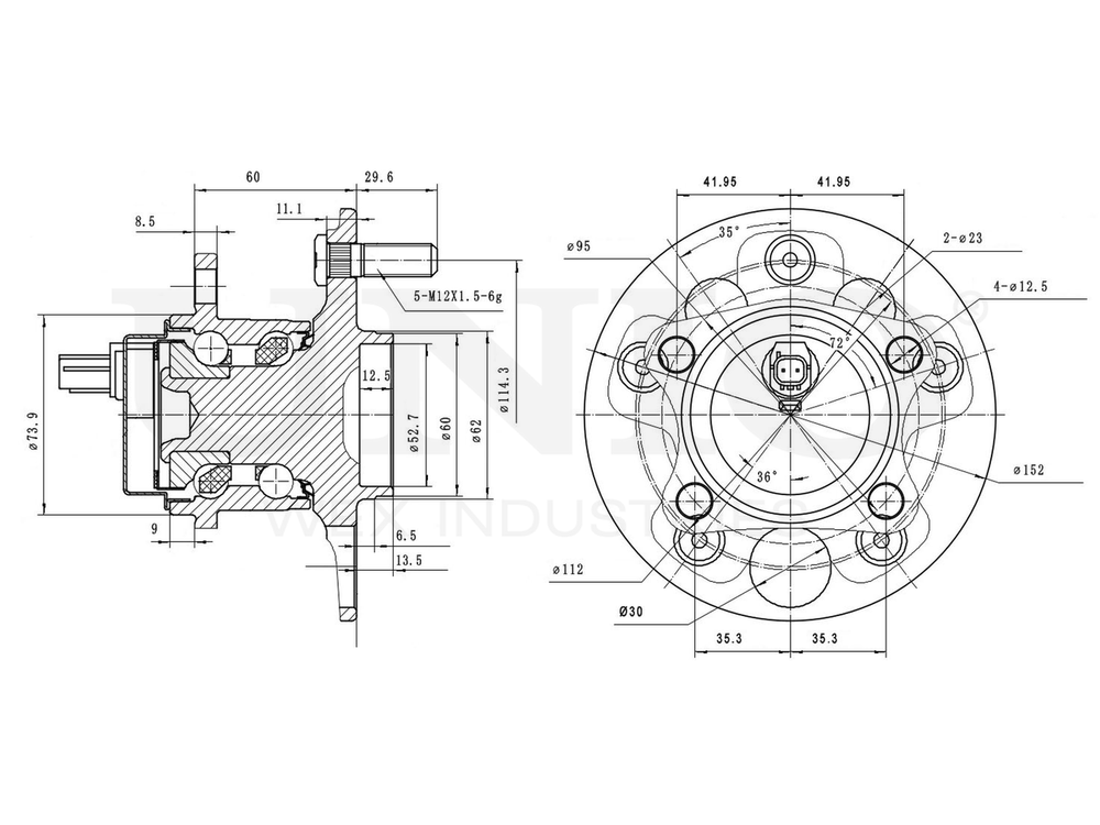 Ступица задняя (с ABS) UNIO HUB-20035