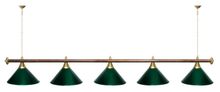 Лампа STARTBILLIARDS 5 пл. (плафоны коричневые,штанга медь,фурнитура золото)