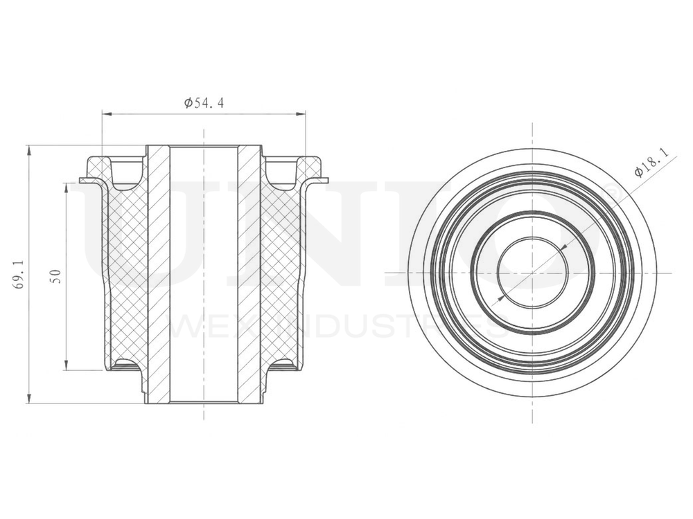 Сайлентблок внутренний переднего нижнего рычага UNIO RMP-20312