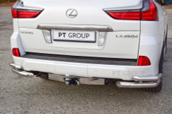Фаркоп PT GROUP /съемный квадрат/ с нержавеющей накладкой TOYOTA LC 200 2007-/ LEXUS LX 2016-2021(паспорт и сертификат в комплекте)(без электрики) арт.TLC-07-991124.00