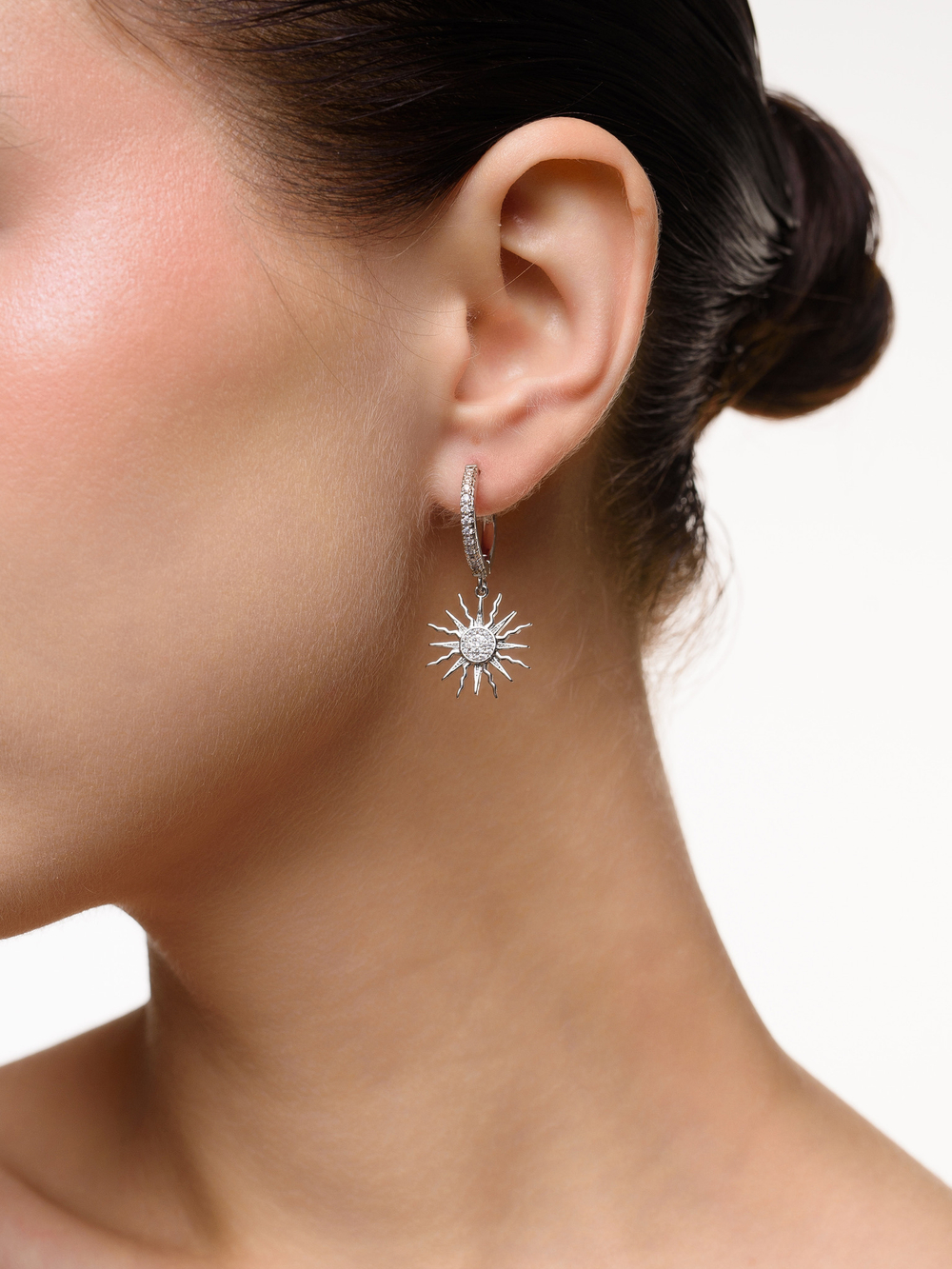 Серьги "Crystal Sun" с перламутром Silver