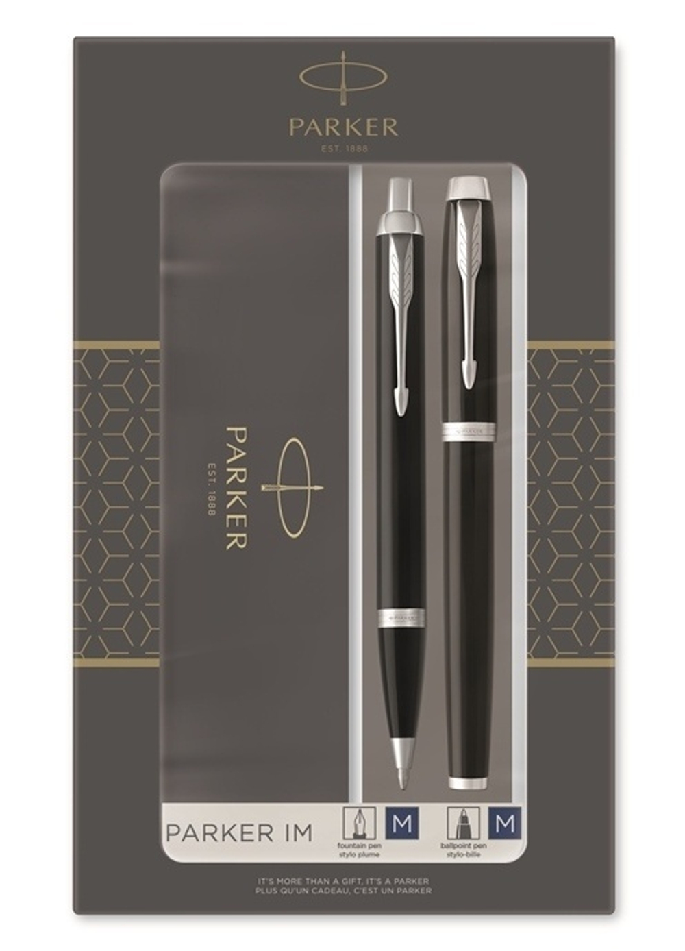 Набор из 2х ручек в подарочной коробке  «Parker IM FK221, Black СT».  Шариковая и перьевая ручка.