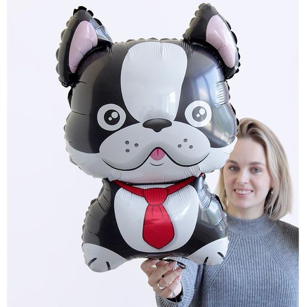 Шар-фигура, фольга, "Бульдог черный" (FM), 28"/32 см х 18"/46 см (СГ-27)