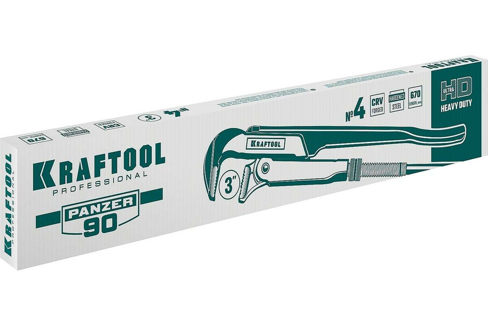 KRAFTOOL  PANZER-90, №4, 3", 670мм, Трубный ключ с прямыми губками (2734-30)