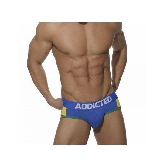 Мужские трусы брифы синие с желтыми вставками по бокам Seobean Addicted Brasil