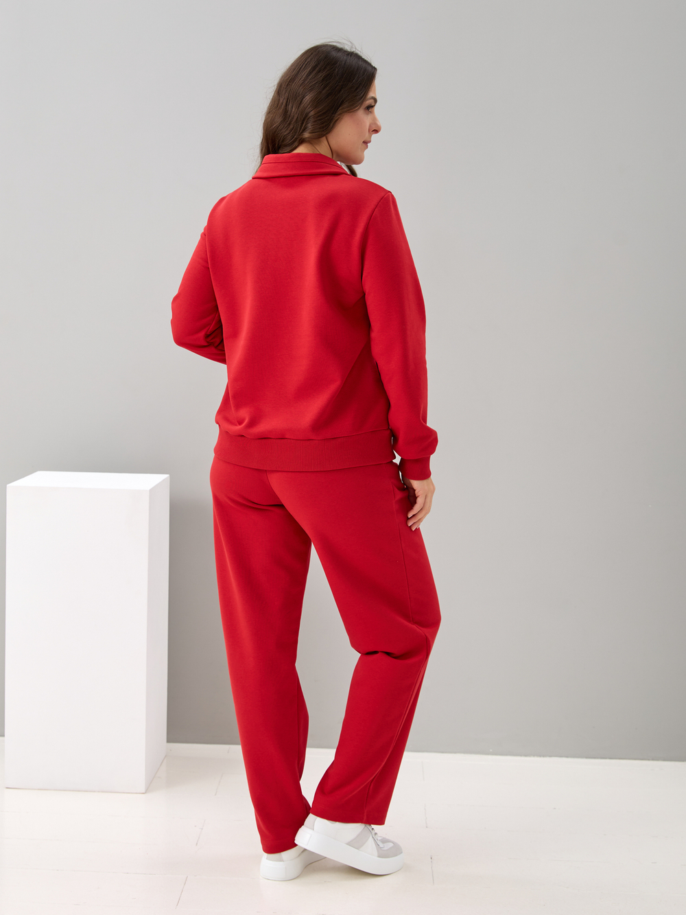 Костюм с брюками КБфп-584/принт-красный-п