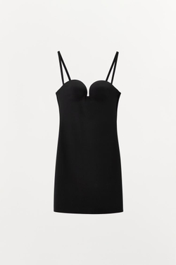 ZARA МИНИ-ПЛАТЬЕ ИЗ ПОЛИАМИДА С ЭФФЕКТОМ BODY SHAPE, ЧЕРНЫЙ