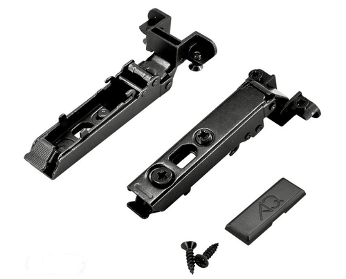 Петля накладная Clip V.2 с эксцентриком без пружины (с загл и саморезами) для ал рамок черная AQ