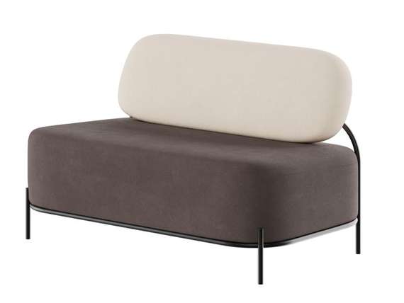 Джайв Диван двухместный JVE-2 Velvet lux 58/Velvet lux 100/Металл Черный 1250*720*770