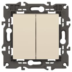 14-1104-02 ЭРА Выключатель двойной, 10АХ-250В, IP20, Эра Elegance, сл.кость