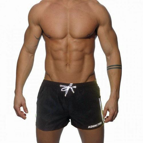 Мужские пляжные шорты черные с белыми вставками по бокам Addicted Racing Stripe Swim Shorts Black