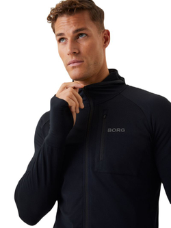Мужская теннисная кофта Björn Borg Running Mid Layer Hood - black beauty