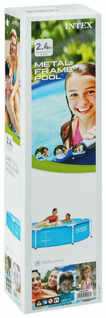 Каркасный бассейн 244х51 см Intex 28205, круглый семейный бассейн для дачи Metal Frame 1828 л