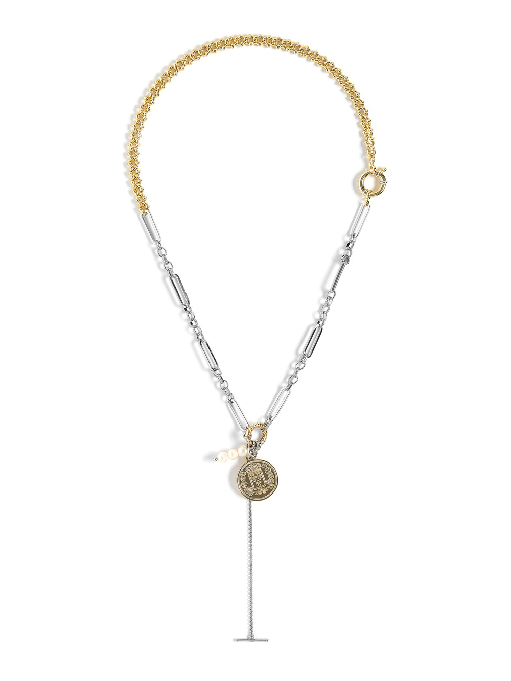 Колье "Coin helmsman pearl" Bicolor