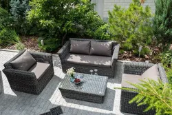 "Капучино Cингл" лаунж-зона из искусственного ротанга, цвет графит