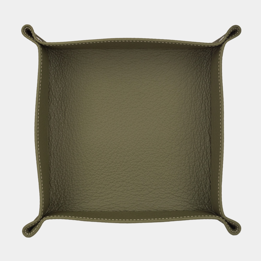 Лоток для мелочей из натуральной кожи теленка, зеленого цвета