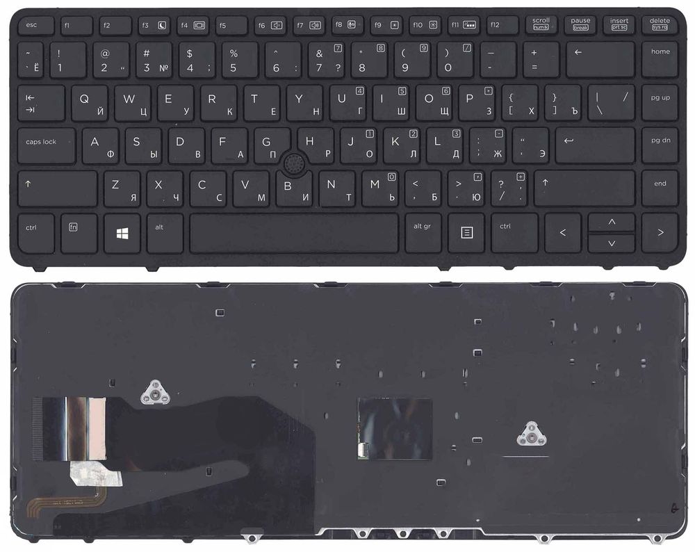 Клавиатура для ноутбука HP EliteBook 840 G1 G2 черная c рамкой с указателем и подсветкой