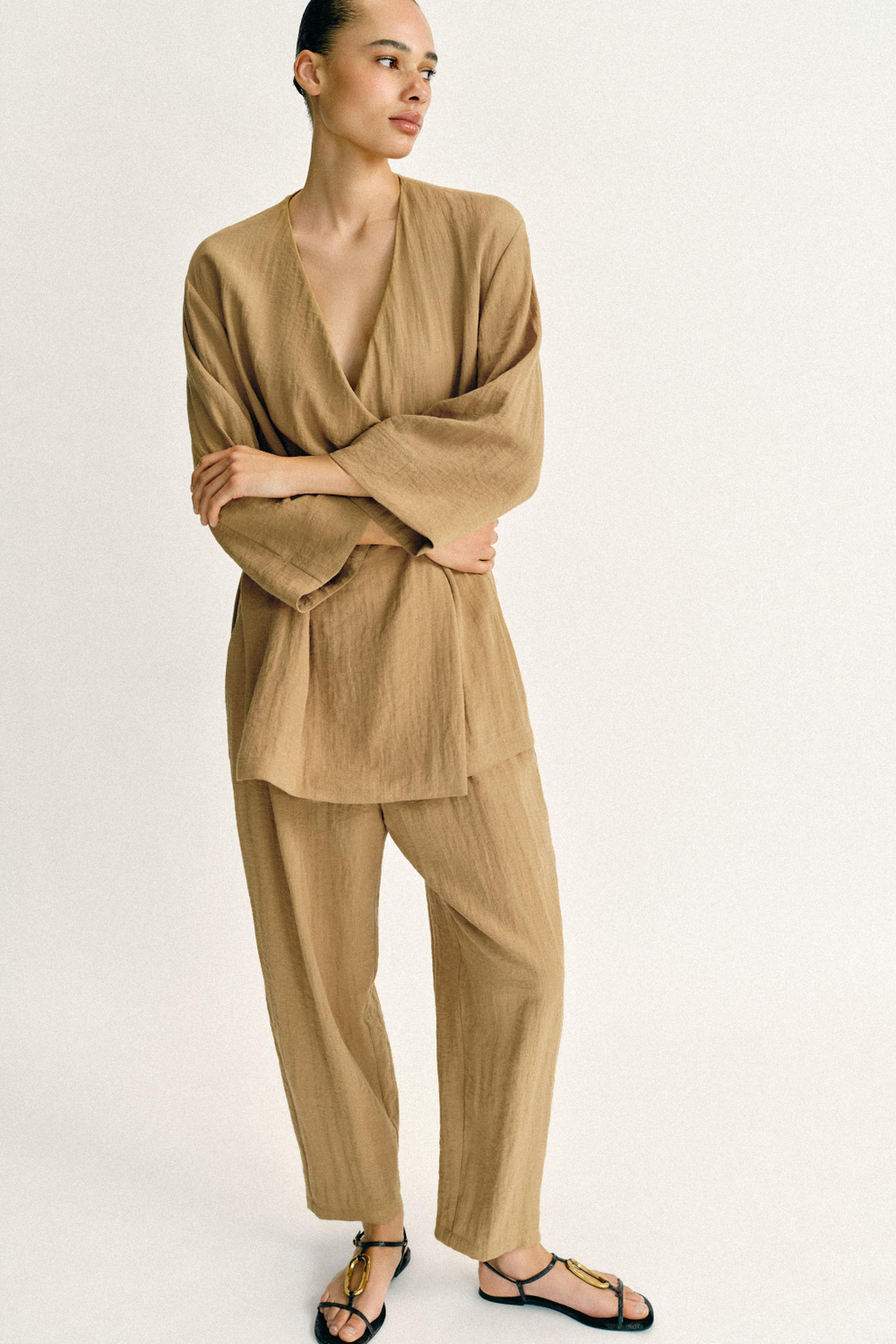 ZARA ДВУБОРТНЫЙ ЖАКЕТ С БОКОВЫМИ РАЗРЕЗАМИ, РЫЖЕВАТО-КОРИЧНЕВЫЙ