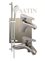 Комплект смесителей для ванны и раковины 3 в 1, сатин