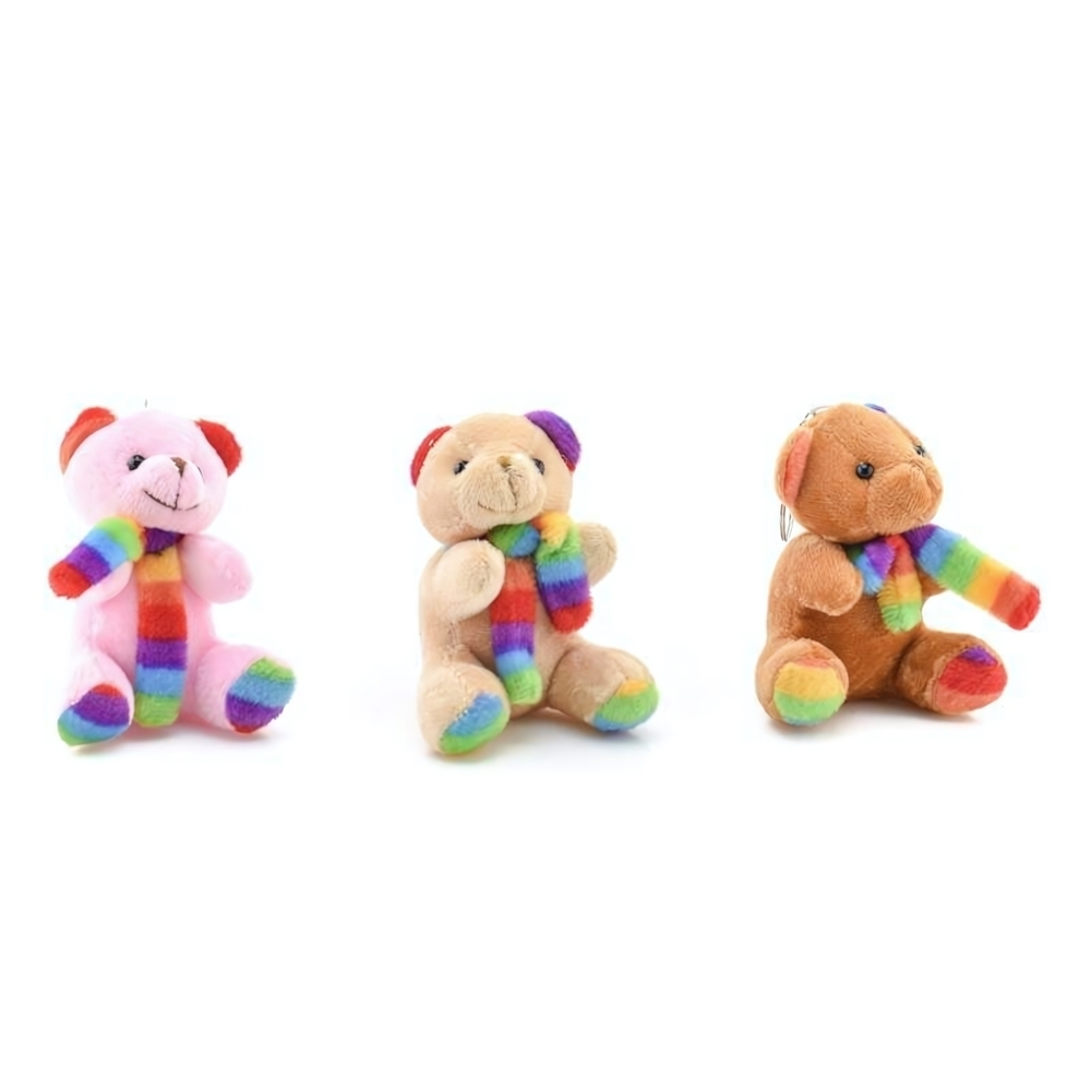 Игрушка мягкая брелок Медведь в шарфике, 4 микс, 8,5 см