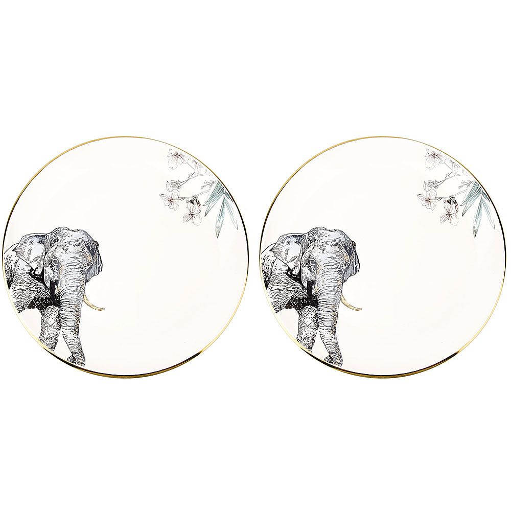 Тарелка (с элементами золота) "Саванна/Слон" 20*20*4см. (min6) (транспортная упаковка)
