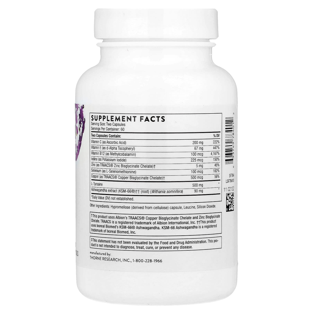 Thorne, Thyrocsin™, кофакторы для щитовидной железы, 120 капсул