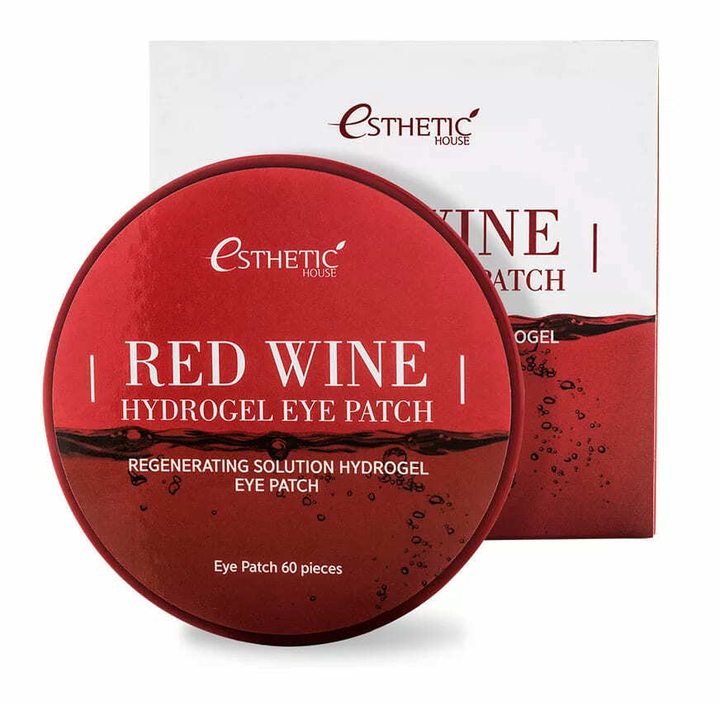 Патчи для глаз Esthetic House Red Wine Hydrogel EyePatch Красное вино, алмазная пудра, аденозин, мандарин 60 шт