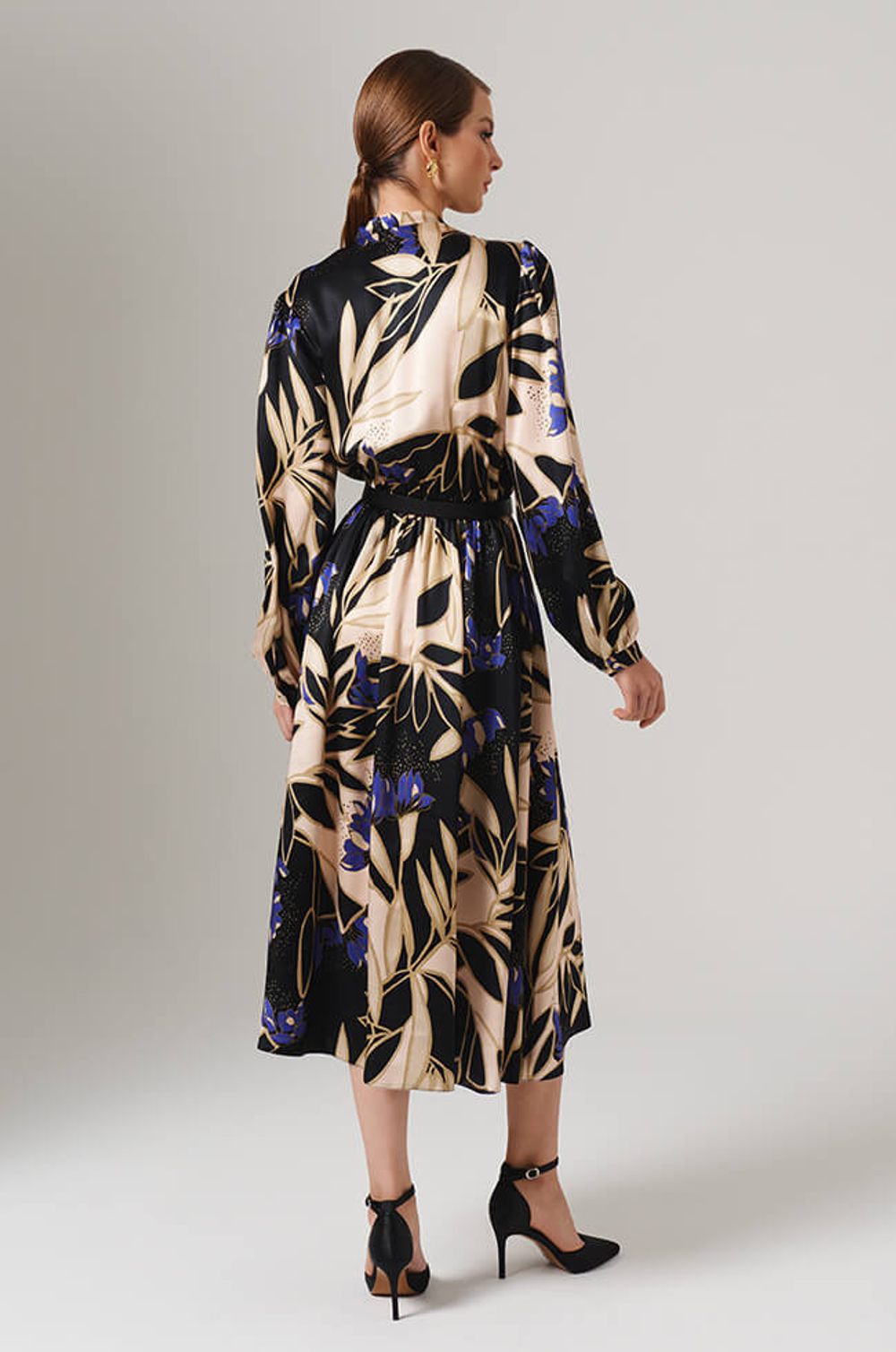 51621 Платье женское (бежево-черный принт)