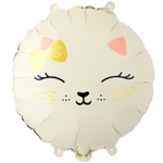 Шар Фольгированный Кошечка с бантом бежевая (Бежевый)