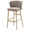Барный стул Ciselia, коричневый шенилл, каркас из массива ясеня
