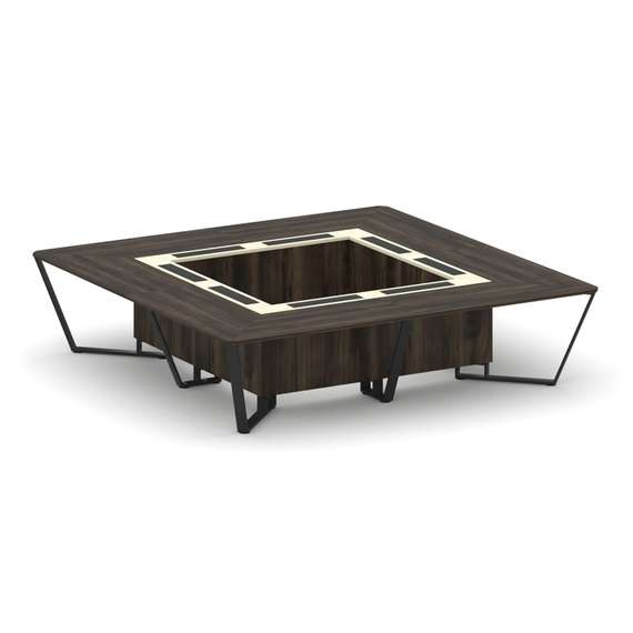 Steel Meet Стол переговорный квадратный KMK-PR.B.SP-16K Дуб Мали/Ваниль Глянец/Металл Черный 3200*32