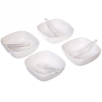 Набор соусников «White magic» 4шт с ложками «Квадрат» мягкий