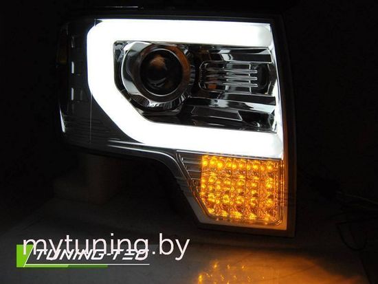 Передние фары Tube Light для Ford F150 XII (08-14) хромированные