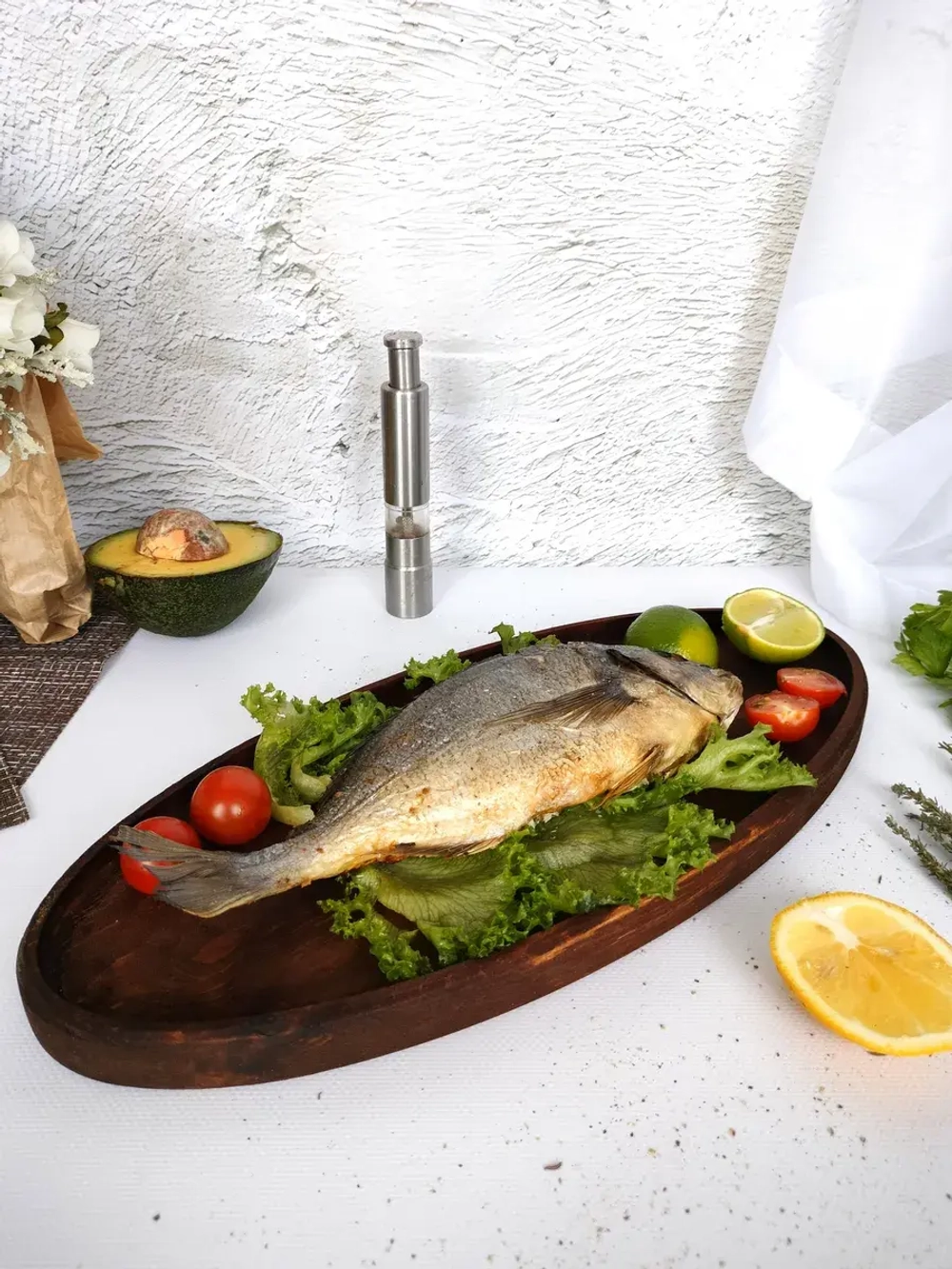 Поднос деревянный овальный