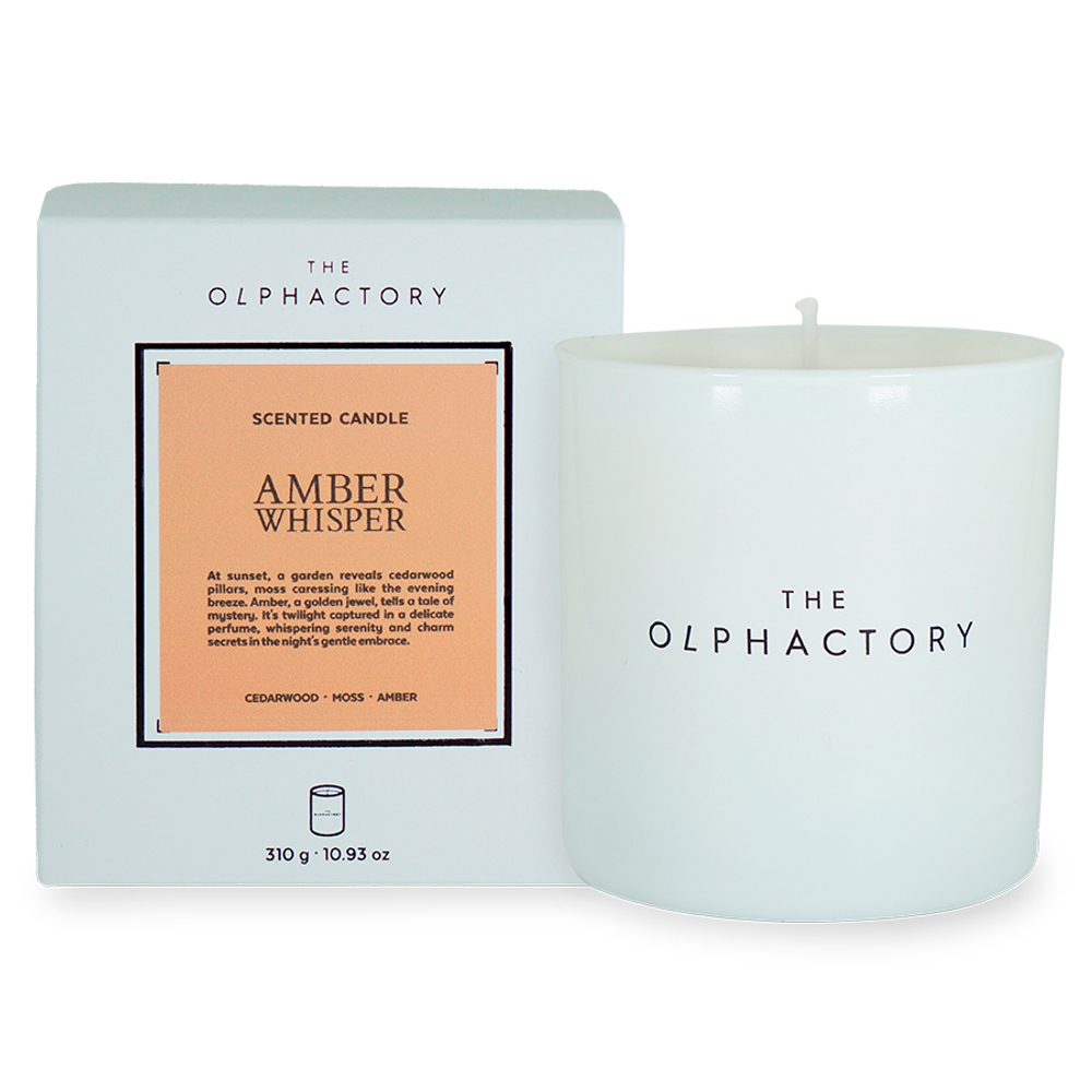 Свеча ароматическая the olphactory, white insignia, amber whisper, 60 ч