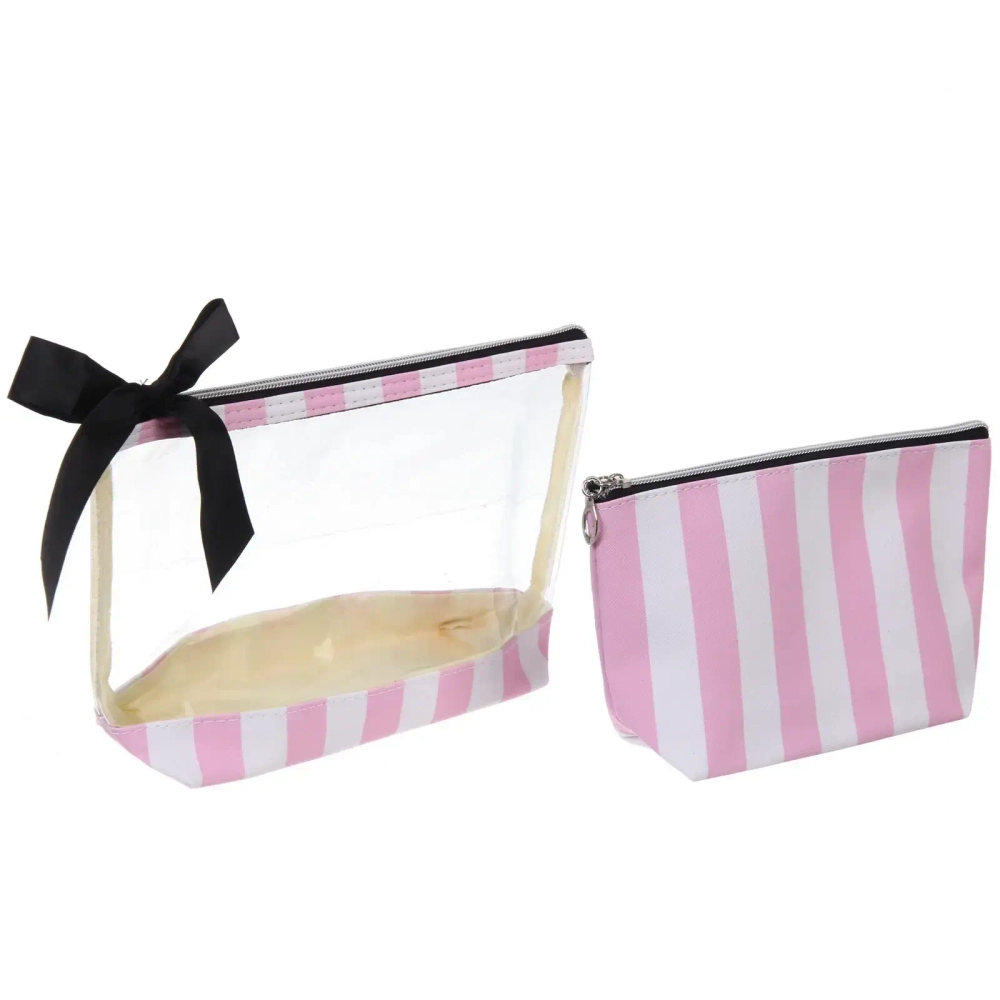 Косметички 2шт «ФРАТЕЛЛИ», цвет цвет розовый/белый, 26*15*7см (лейбл Ultramarin)