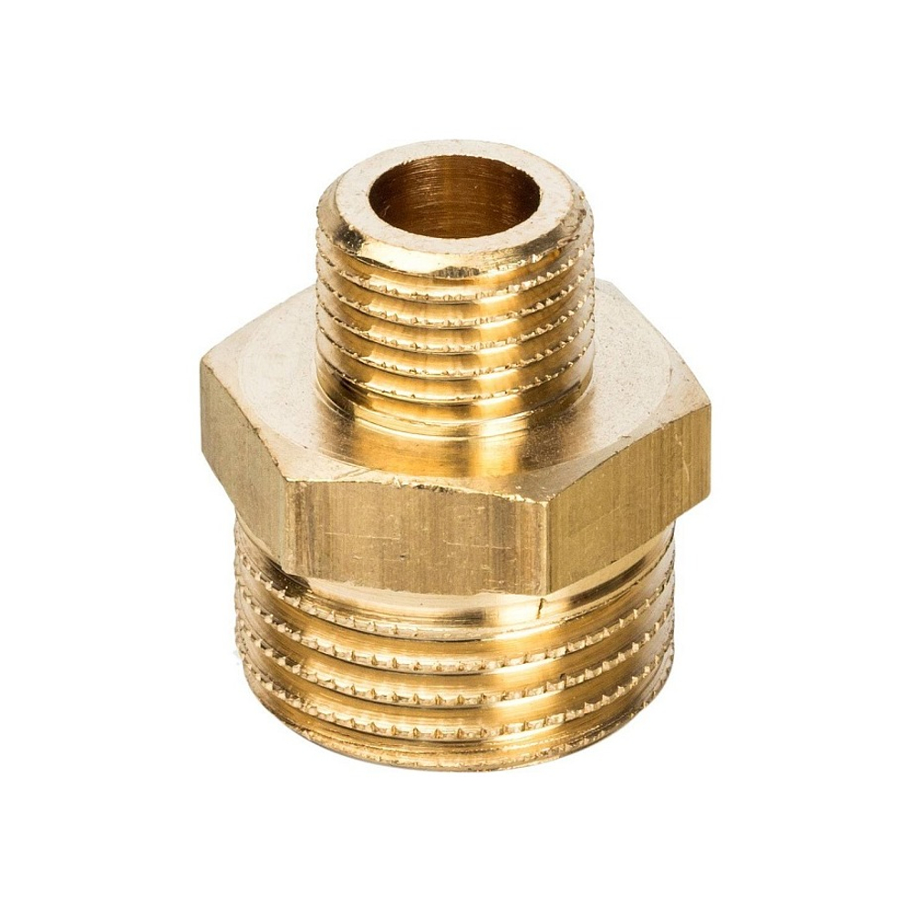 Ниппель редукционный STOUT SFT 0003 - 1/2" x 1/4" (для стальных труб, латунь без покрытия)