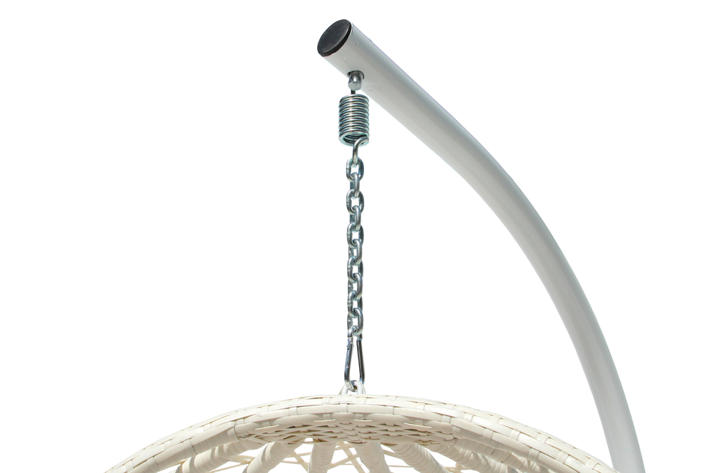 Кресло подвесное Кокон XL арт.D52-МТ002 (стойка+основание.бел.,корзн.бел.,подуш.беж. 3уп. (В))