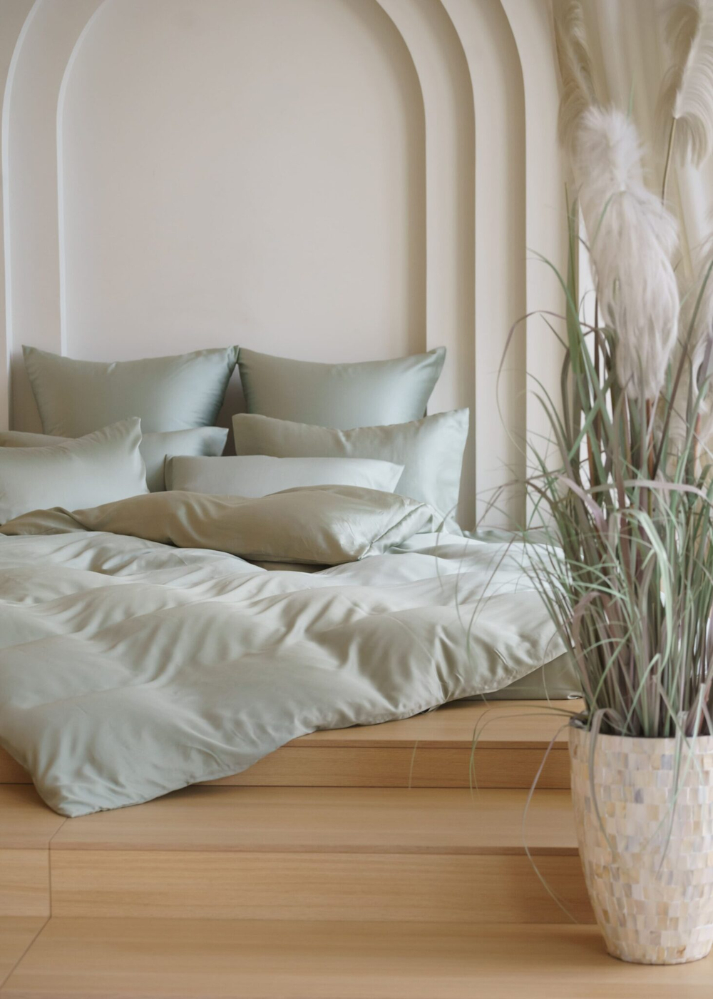 Простыня на резинке 200х200х40 German Grass Olive Brilliant зеленая