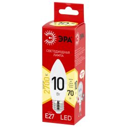 Лампа светодиодная ЭРА RED LINE LED B35-10W-827-E27 R 10Вт свеча теплый белый свет Е27 | Лампы cветодиодные Свеча (B/C)