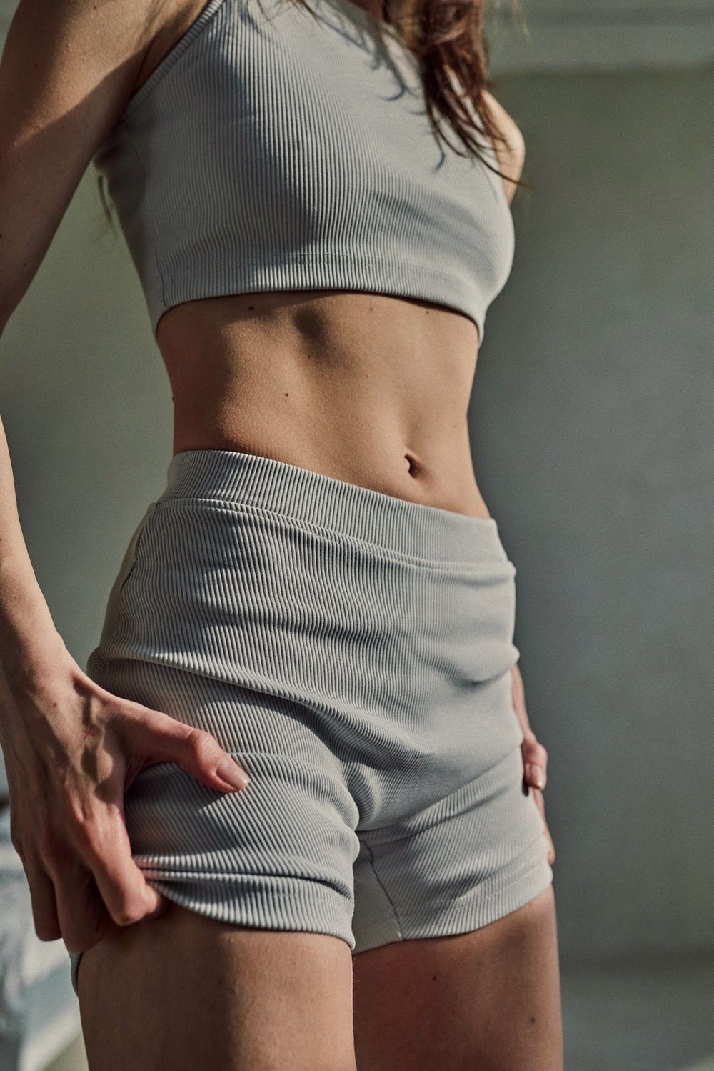 Топ One Two Ribbed Grey Glacier