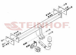Фаркоп Steinhof N-092 для Ford Maverick 1993-2000, Nissan Terrano 1993-2006(паспорт и сертификат в комплекте)(без электрики)