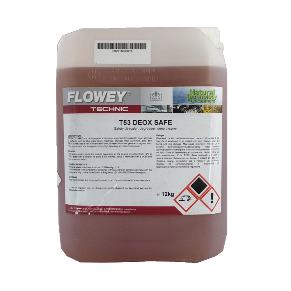 Очиститель для плитки, пластика, сантехники, алюминия, DEOX SAFE 12кг., FLOWEY (Люксембург)