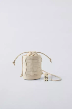 ZARA СУМКА С ПЛЕТЕНЫМ УЗОРОМ, ЭКРЮ