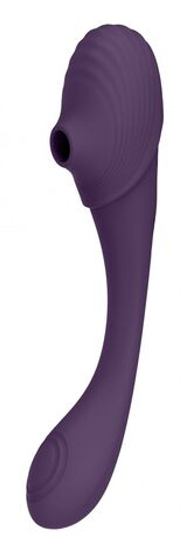 Фиолетовый двусторонний гибкий импульсно-волновой вибромассажер Mirai - 23,4 см. (Цвет: фиолетовый)